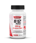 B12 Methyl 1000µg B-Active Max+, B12 Metylokobalamina, Pharmovit - 120 kapsuek